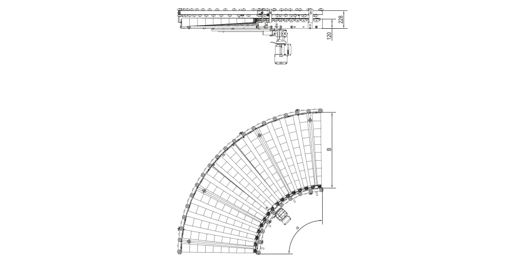 Łuk rolkowy napędzany motoreduktorem_szkic