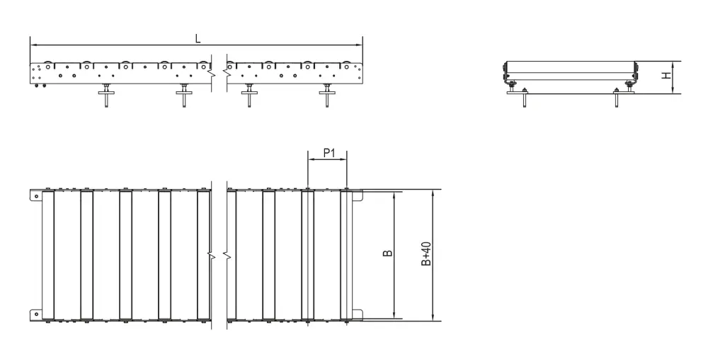 Przenośnik rolkowy nienapędzany_szkic