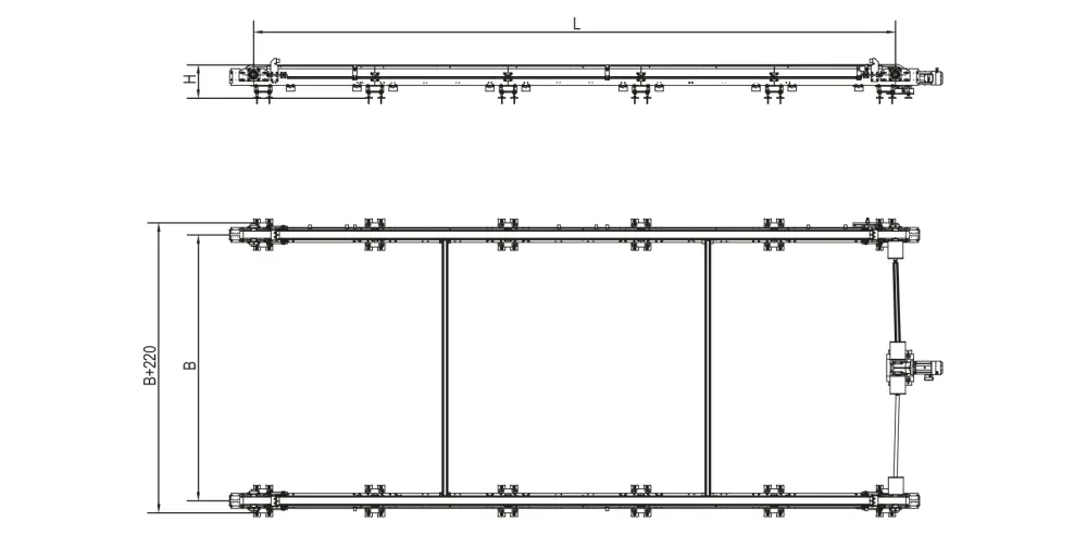 Przenośnik modularny pod palety_szkic